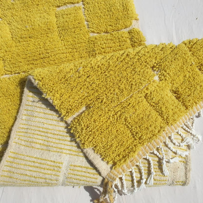 Sarina Runner - Mustard Beni Ourain Runner Rug 2x12 - Vibrant Fluffy Geometric | 2'40x12'63 ft | 73x385 cm - OunizZ