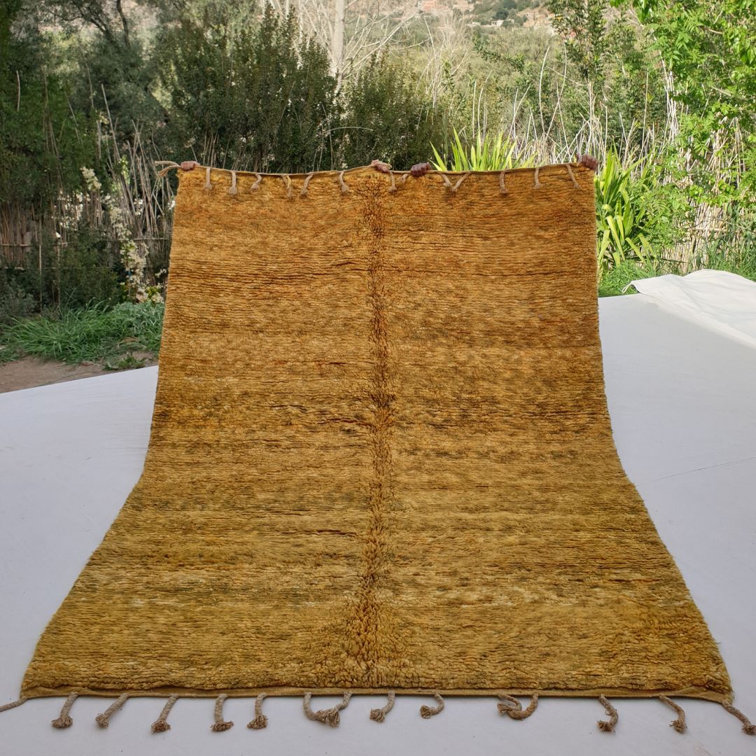 Sarkla | Golden Yellow Moroccan Rug 6x9 Soft Beni Ourain | Handmade Berber Wool Carpet | 6'96x9'61 Ft | 212x293 cm - OunizZ