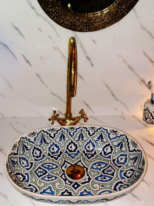 Sefrou - Handmade Oval Bathroom Sink – Elegant, Customizable, and Lead - Free - (ETAFS) - OunizZ