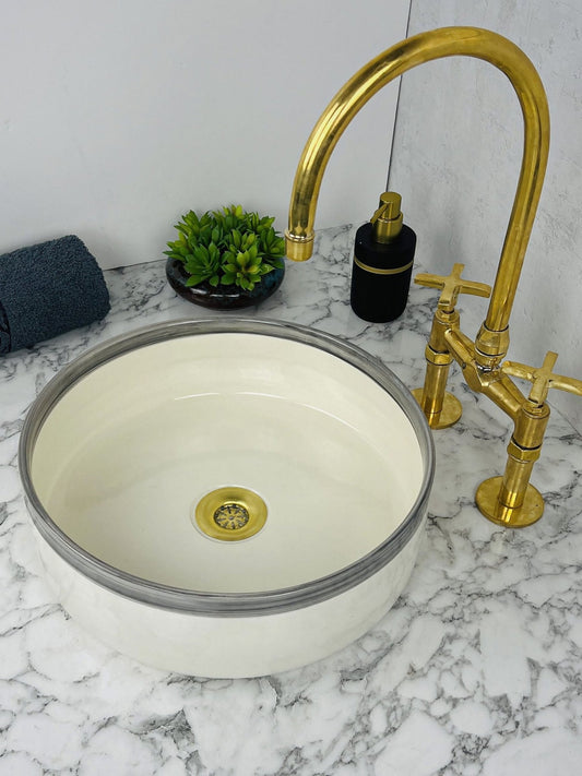 Seoul - Handmade Moroccan Ceramic Sink – Minimalist White Bathroom Vessel Sink - (ETMMT) - OunizZ