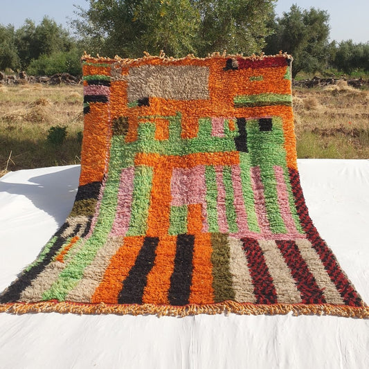 Sigrina - Berber Beni Mrirt Luxurious Moroccan Rug 7x10 ft Multicolored | 7'22x10' Ft | 220x305 cm - OunizZ