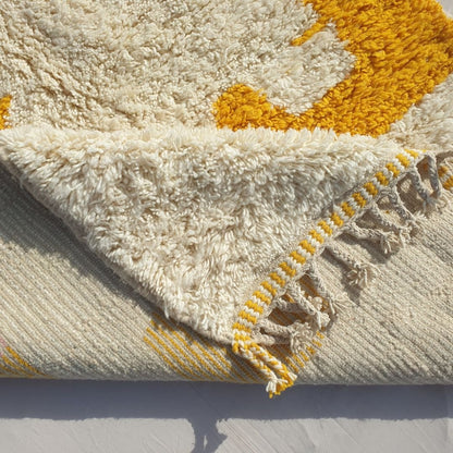 Stiba | Orange and Yellow Moroccan Rug 5x8 - Handcrafted Beni Ourain Wool | 5'05x8'07 ft | 154x246 cm - OunizZ