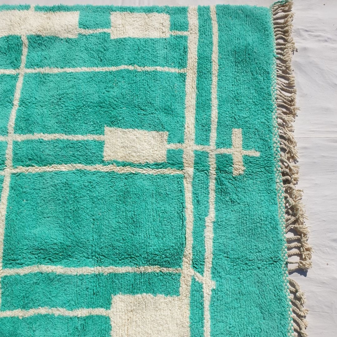 Tabia | Green Moroccan Rug 7x9 | Moroccan Beni Ourain Ultra Soft | 9'84x7'41 Ft | 300x226 cm - OunizZ