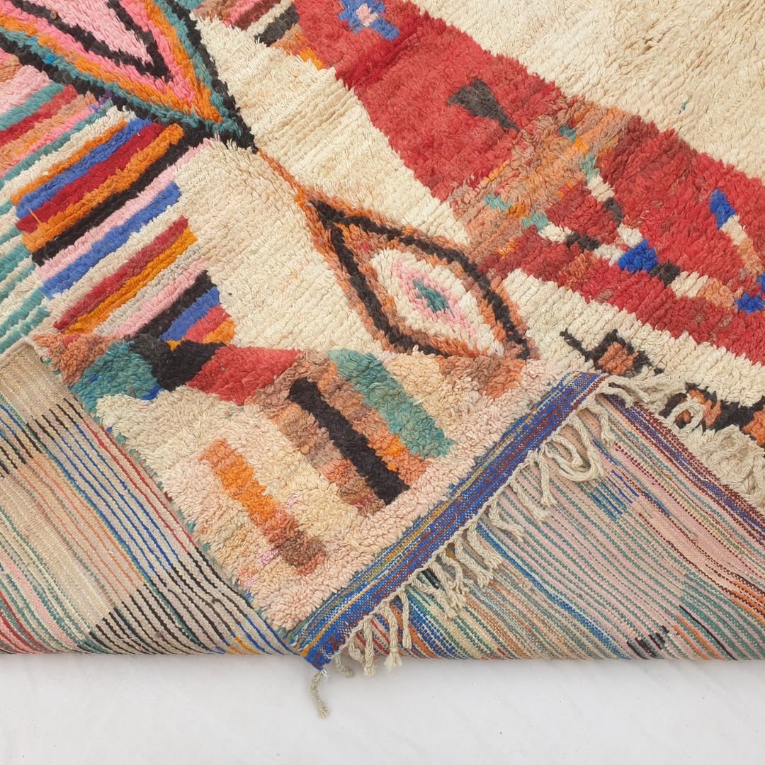 Tbila - 9x12 Moroccan Rug - Cream Multicolor Diamond Boujad Berber Handwoven Wool Carpet | 9'8"×12'8" Ft | 296×388 cm - OunizZ