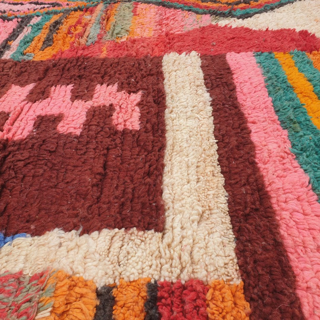 Tbila - 9x12 Moroccan Rug - Cream Multicolor Diamond Boujad Berber Handwoven Wool Carpet | 9'8"×12'8" Ft | 296×388 cm - OunizZ