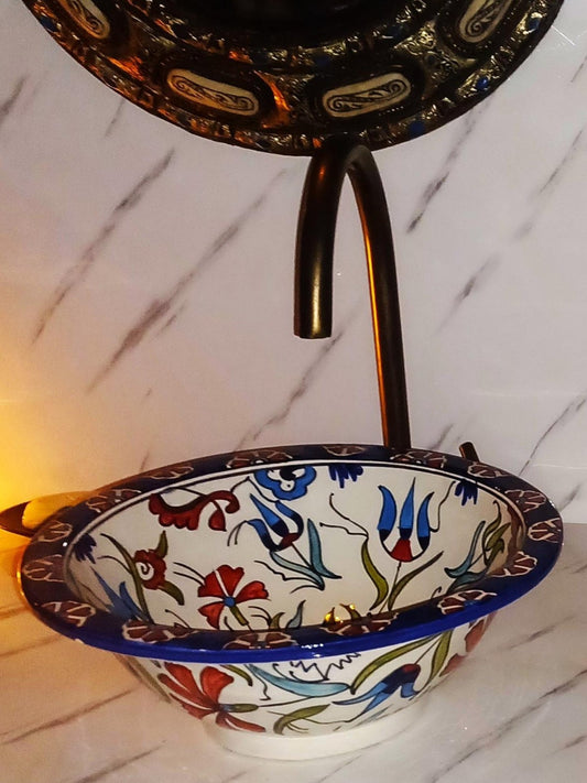 Tetouan - Colorful Hand - painted Ceramic Bathroom Sink Vanity – Elegant, Customizable and Lead - Free - (ETAFS) - OunizZ