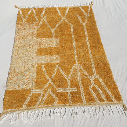 Tricia | Yellow Moroccan Rug 6x9 - Handmade Beni Ourain Wool Rug | 6'63x9'29 ft | 202x283 cm - OunizZ