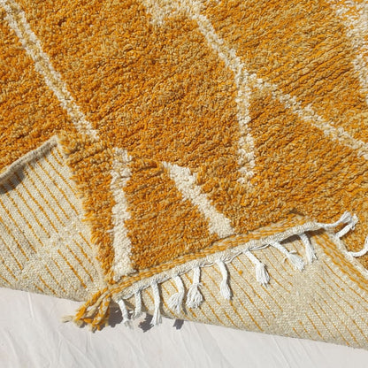 Tricia | Yellow Moroccan Rug 6x9 - Handmade Beni Ourain Wool Rug | 6'63x9'29 ft | 202x283 cm - OunizZ