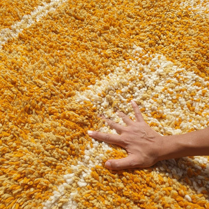 Tricia | Yellow Moroccan Rug 6x9 - Handmade Beni Ourain Wool Rug | 6'63x9'29 ft | 202x283 cm - OunizZ