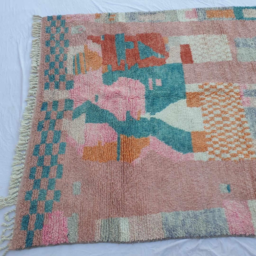 Wakefa - Vibrant 6x10 Boujad Moroccan Rug - Handwoven Colorful Berber Wool Carpet | 6'43x9'94 Ft | 196x303 cm - OunizZ