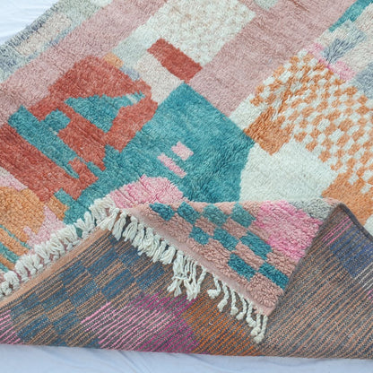 Wakefa - Vibrant 6x10 Boujad Moroccan Rug - Handwoven Colorful Berber Wool Carpet | 6'43x9'94 Ft | 196x303 cm - OunizZ