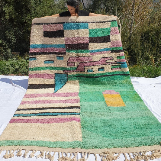 ADGAS | 10x6 Ft | 3x2 m | Moroccan Colorful Rug | 100% wool handmade - OunizZ