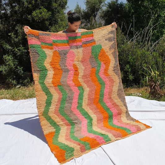 AEDA | 6x4'5 Ft | 180x140 cm | Moroccan Colorful Rug | 100% wool handmade - OunizZ