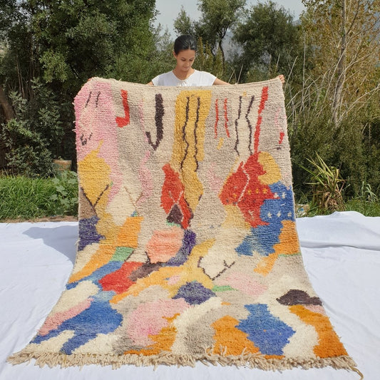 AGGOUN | 8x5 Ft | 2,5x1,5 m | Moroccan Colorful Rug | 100% wool handmade - OunizZ