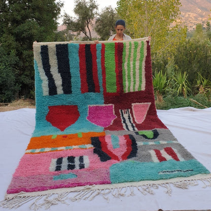 ALIN | 10x6'5 Ft | 3x2 m | Moroccan Colorful Rug | 100% wool handmade - OunizZ