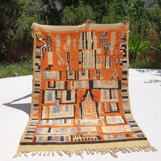 Alita - Moroccan Boujad Berber Rug | Colorful Authentic Handmade Bedroom Rug | 7x4'9 Ft | 2,14x1,50 m - OunizZ