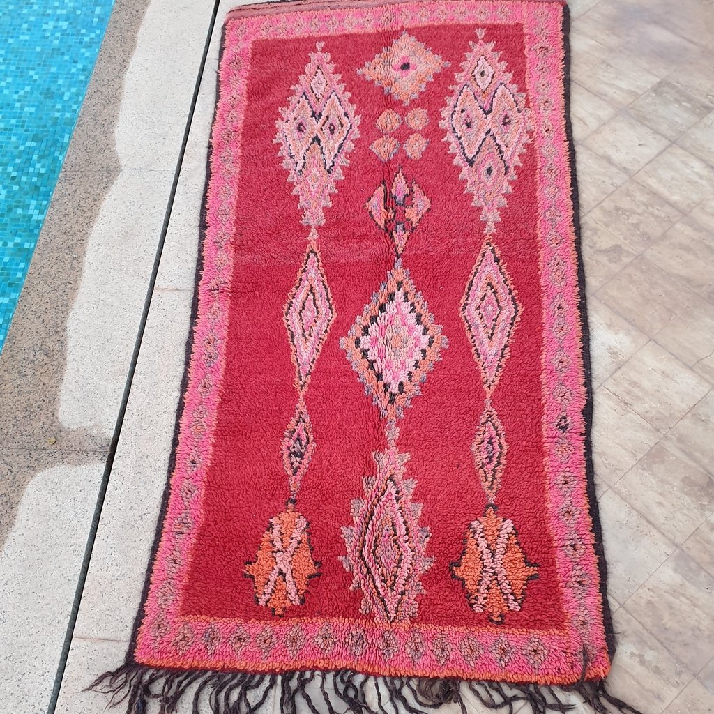 AMYR | 7'8x3'6 Ft | 2,37x1,10 m | Moroccan VINTAGE Colorful Rug | 100% wool handmade - OunizZ