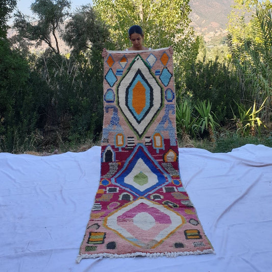 ASHKID Runner | 9'6x2'8 Ft | 2,93x0,87 m | Moroccan Colorful Rug | 100% wool handmade - OunizZ