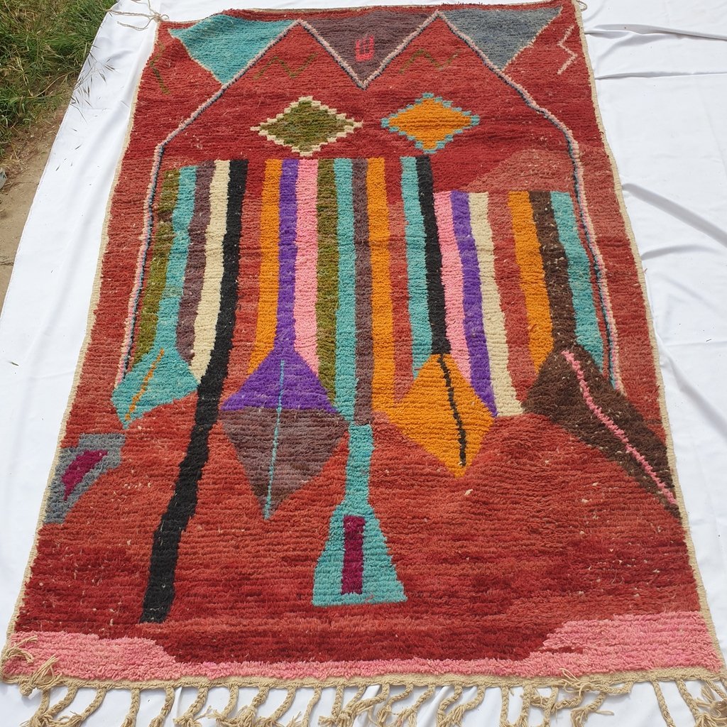 BAHA | 9'5x6 Ft | 3x2 m | Moroccan Colorful Rug | 100% wool handmade - OunizZ