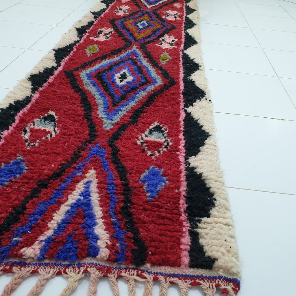 BAKI Runner | 9'8x2'5 Ft | 3x0,75 m | Moroccan Colorful Rug | 100% wool handmade - OunizZ