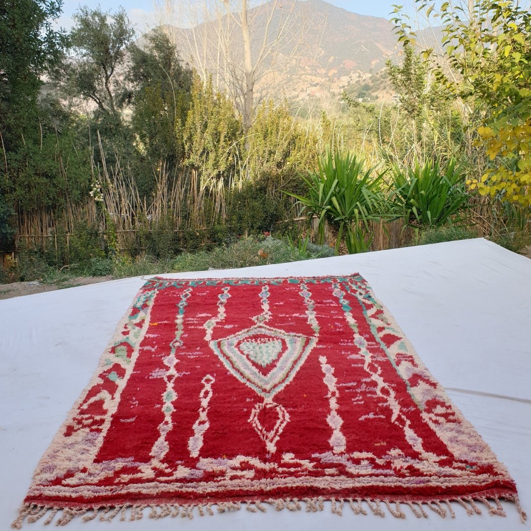 Barba - MOROCCAN RUG BOUJAD | Moroccan Berber Rug | Colorful Rug Moroccan Carpet | Authentic Handmade Berber Bedroom Rugs | 10x6'40 Ft | 305x196 cm - OunizZ