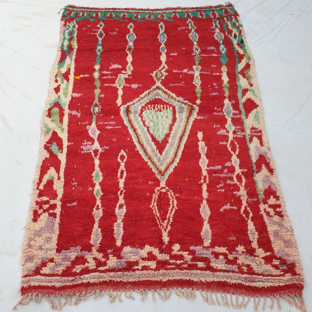 Barba - MOROCCAN RUG BOUJAD | Moroccan Berber Rug | Colorful Rug Moroccan Carpet | Authentic Handmade Berber Bedroom Rugs | 10x6'40 Ft | 305x196 cm - OunizZ