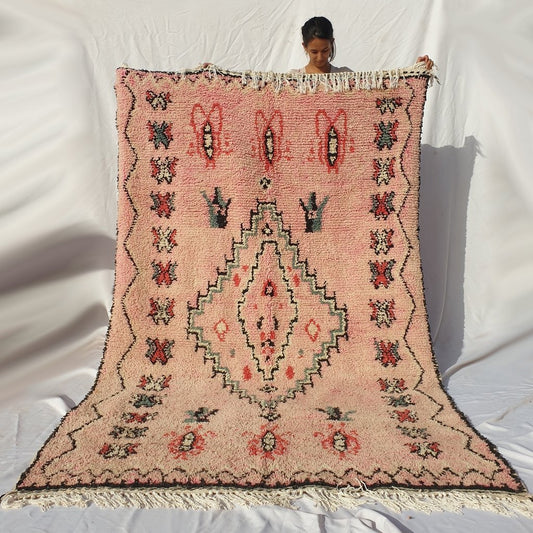 BELDIA | 9'2x5'7 Ft | 2,80x1,74 m | Moroccan VINTAGE STYLE Colorful Rug | 100% wool handmade - OunizZ