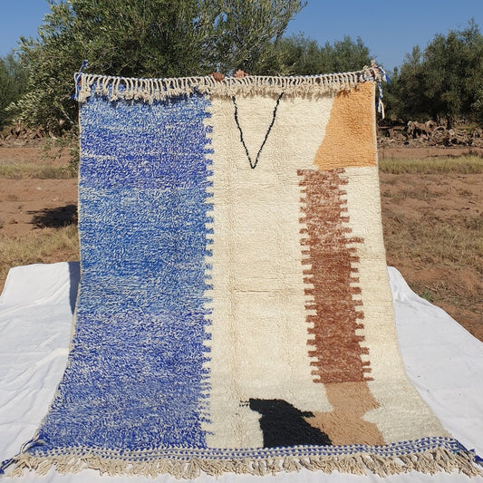 BENI OUARAIN RUG Soft & Thick Colorful Living Room Carpet | Moroccan High Pile Area Rug Berber Authentic Wool | 9'5x6'7 Ft | 2,90x2,05 m | Draza - OunizZ