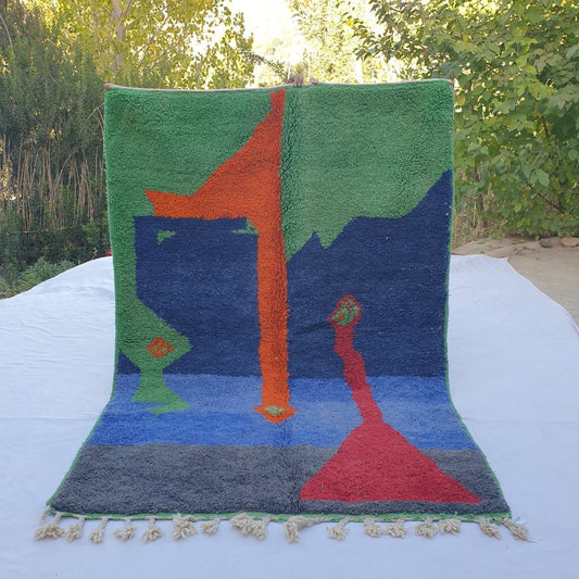 Bhala - Moroccan Rug Boujaad | Colorful Authentic Berber Handmade Bedroom Rug | 8'10x5'41 Ft | 2,47x1,65 m - OunizZ