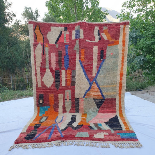 Bikri - MOROCCAN BOUJAAD RUG | Berber Colorful Area Rug for living room Handmade Authentic Wool | 9'3x6'4 Ft | 282x195 cm - OunizZ
