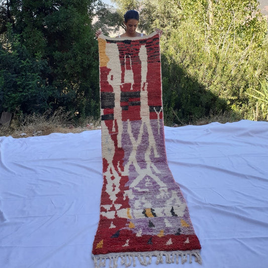 BIRM Runner | 9'2x2'3 Ft | 2,81x0,70 m | Moroccan Colorful Rug | 100% wool handmade - OunizZ
