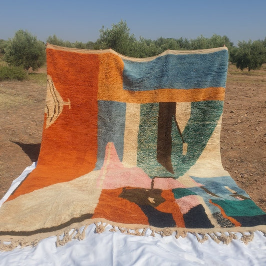 Boujaad Rug Large Moroccan colorful Living room carpet | SIMISOUDA | 12'9x9'4 Ft | 4x2,85 m | 100% wool handmade in Morocco - OunizZ