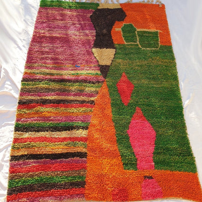 BROKA | 10x7 Ft | 3x2,2 m | Moroccan Colorful Rug | 100% wool handmade - OunizZ