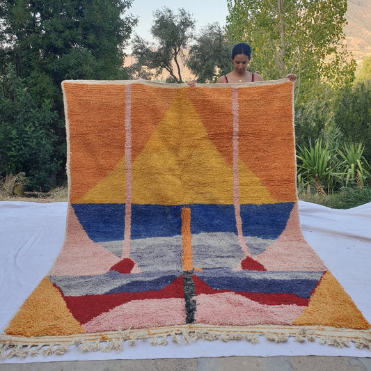 CHMICHA | 9x6'7 Ft | 276x203 cm | Moroccan Colorful Rug | 100% wool handmade - OunizZ
