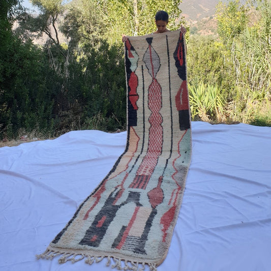 CRITA Runner | 11x2'7 Ft | 3,37x0,81 m | Moroccan Colorful Rug | 100% wool handmade - OunizZ