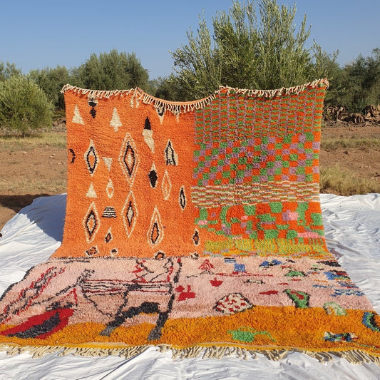 Customized Handcrafted BENI MOROCCAN RUG | Dye Wool Authentic & Soft Rug | Berber Moroccan Rug | Moroccan Woolen Carpet IDIR | 9'x9’ Ft - OunizZ