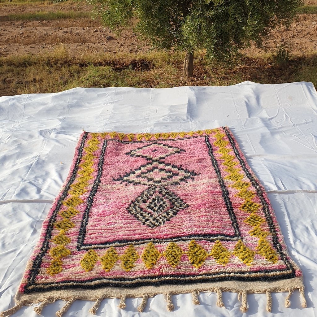 Customized ROWARDA Moroccan Boujaad Pink Rug | 8x6 Ft | 100% wool handmade - OunizZ