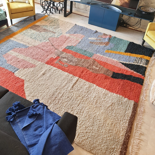 Customized SIMILISOUDA | 12' x 9' Ft | Moroccan Colorful Rug | 100% wool handmade - OunizZ