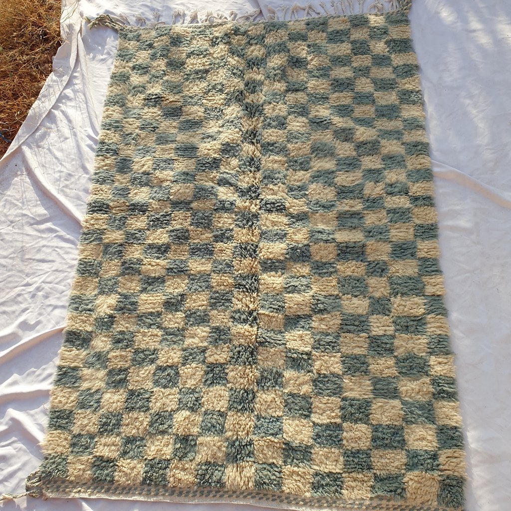 DAMIA | 8x5 Ft | 2,5x1,5 m | Moroccan Beni Ourain Checkered Rug | 100% wool handmade - OunizZ