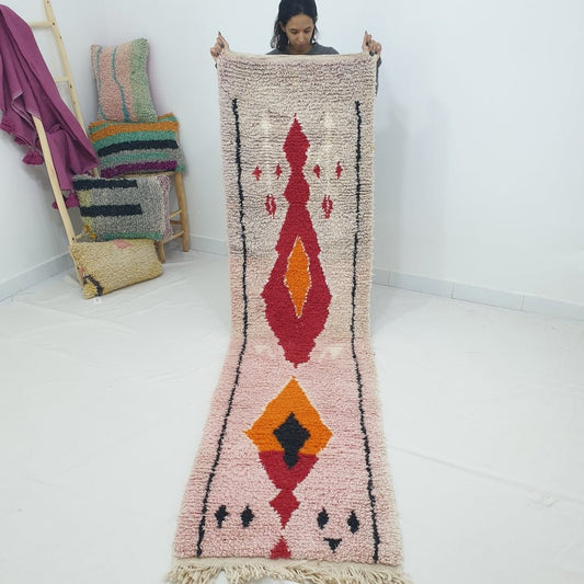 DMALA Runner | 9'6x2'5 Ft | 2,93x0,76 m | Moroccan Colorful Rug | 100% wool handmade - OunizZ