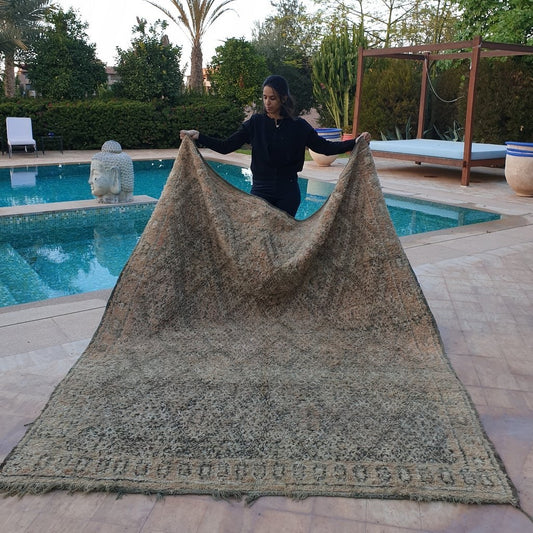 FATKA | 9'2x7'3 Ft | 2,80x2,21 m | Moroccan VINTAGE Colorful Rug | 100% wool handmade - OunizZ