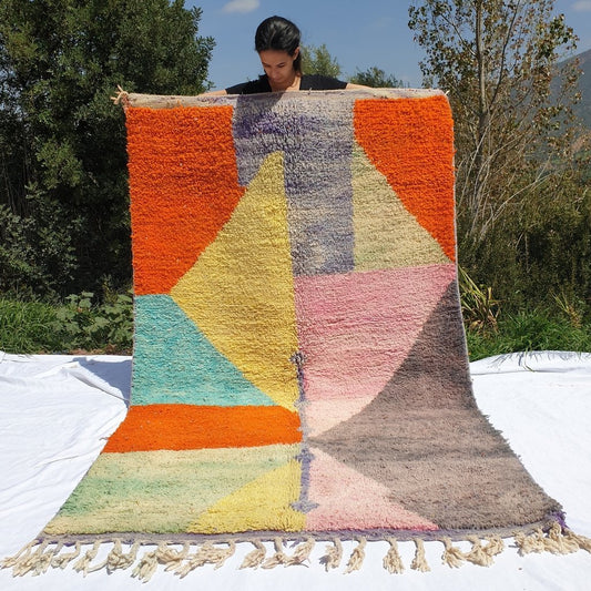 FEKRUN | 8x5 Ft | 2,5x1,5 m | Moroccan Colorful Rug | 100% wool handmade - OunizZ