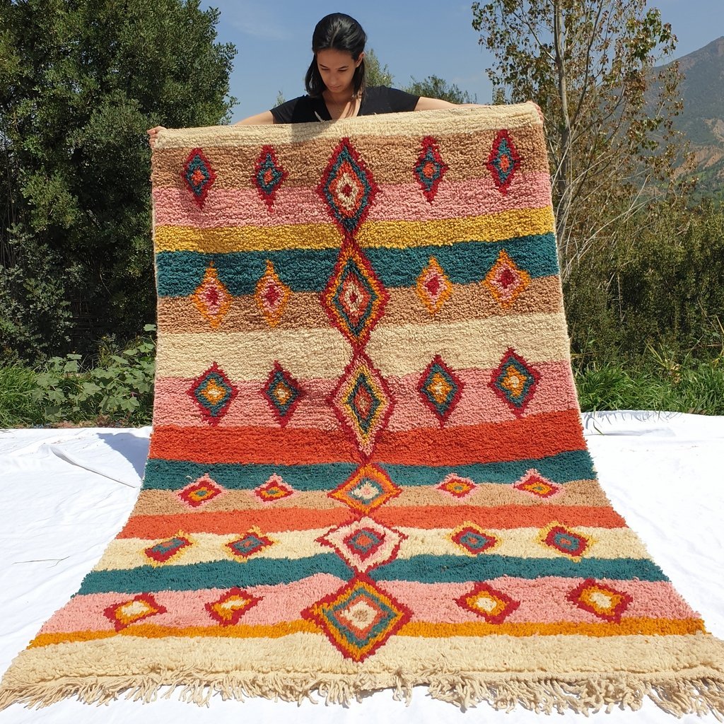 FENZER | 8'5x5 Ft | 2,5x1,5 m | Moroccan Colorful Rug | 100% wool handmade - OunizZ