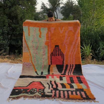 FERHA | 8'7x5 Ft | 2,66x1,6 m | Moroccan Colorful Rug | 100% wool handmade - OunizZ