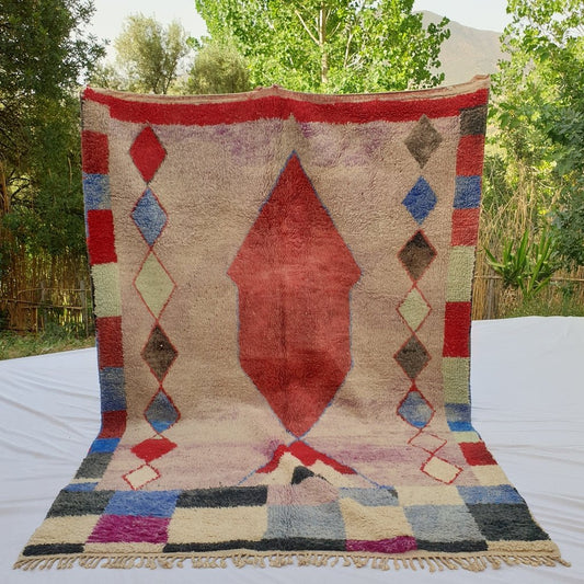 Finda - MOROCCAN BOUJAAD RUG | Berber Colorful Area Rug for living room Handmade Authentic Wool | 9'9x6'9 Ft | 302x211 cm - OunizZ