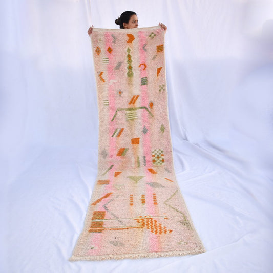 FOUM Runner | 9x2 Ft | 3x0,7 m | Moroccan Colorful Rug | 100% wool handmade - OunizZ