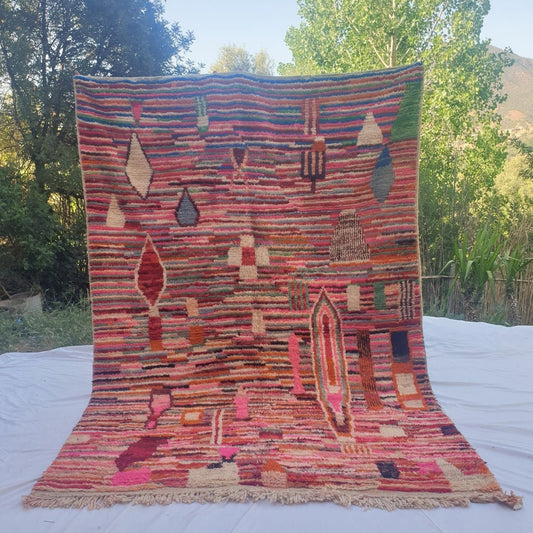 Galfa - MOROCCAN BOUJAAD RUG | Berber Colorful Area Rug for living room Handmade Authentic Wool | 9'3x6'6 Ft | 283x201 cm - OunizZ