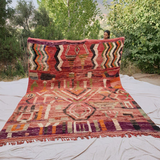 Galka | MOROCCAN RUG BOUJAD | Moroccan Berber Rug | Colorful Rug Moroccan Carpet | Authentic Handmade Berber Living room Rugs | 12'80x9'22 Ft | 390x281 cm - OunizZ