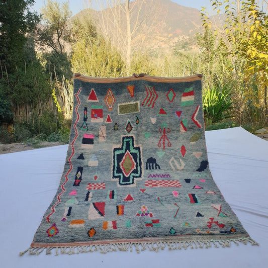 Gouraya - MOROCCAN RUG BOUJAD | Moroccan Berber Rug | Colorful Rug Moroccan Carpet | Authentic Handmade Berber Bedroom Rugs | 9'94x6'69 Ft | 303x204 cm - OunizZ