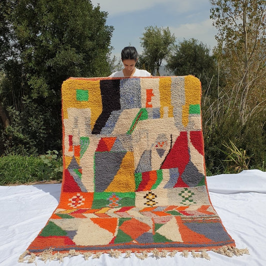 GUELMOUNA | 8x5 Ft | 2,5x1,5 m | Moroccan Colorful Rug | 100% wool handmade - OunizZ